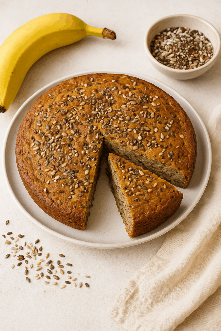 Torta di banane e semi senza zucchero